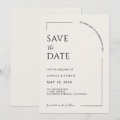 Moderne Minimalistische Ivoren Redactioneel Save The Date (Voorkant / Achterkant)