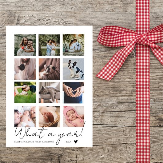 Moderne Minimalistische Jaar Foto Collage Feestdagenkaart