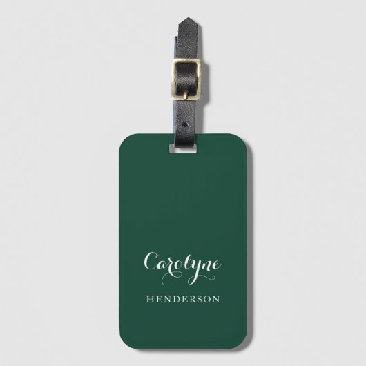 Moderne Minimalistische Jager Groen Bagagelabel (Voorkant (verticaal))