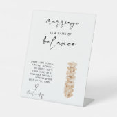 Moderne minimalistische Jenga gastenboek bruiloft Reclamebord Met Voetstuk (Voorkant)