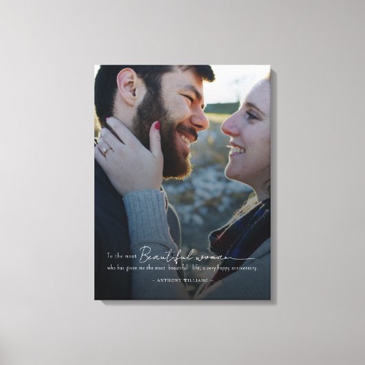 Moderne, minimalistische Jubileum bruiloft foto Canvas Afdruk (Voorkant)