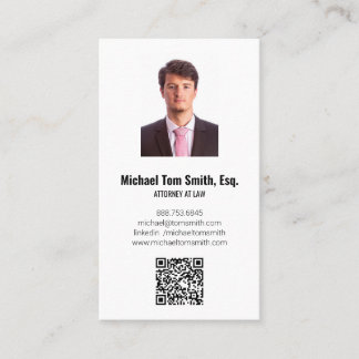 Moderne Minimalistische Jurist Foto & QR Code Vert Visitekaartje