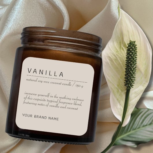 Moderne minimalistische kaars cosmetica product la vierkante sticker