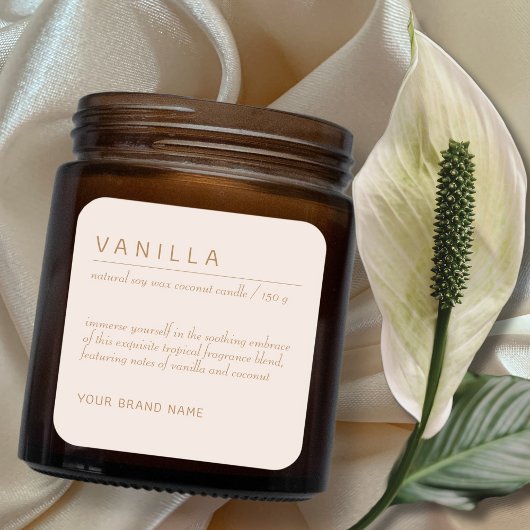 Moderne minimalistische kaars cosmetica product la vierkante sticker