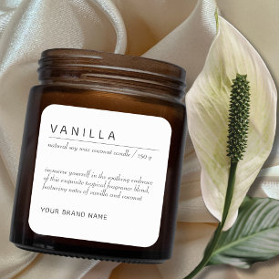 Moderne minimalistische kaars cosmetica productlab vierkante sticker