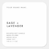 Moderne Minimalistische Kaars Cosmetica Vierkante Sticker (Voorkant)