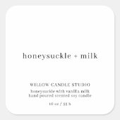 Moderne minimalistische kaars zakelijke verpakking vierkante sticker (Voorkant)