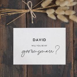 Moderne minimalistische kaart voor bruidsjonker