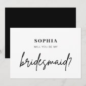 Moderne minimalistische kaart voor bruidsmeisje (Voorkant / Achterkant)