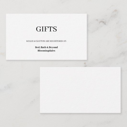 Moderne, minimalistische Kaart voor cadeauregistra (Voorkant / Achterkant)