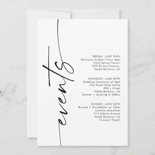 Moderne minimalistische Kaart voor welkome eveneme (Achterkant)