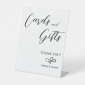 Moderne minimalistische kaarten en cadeaubonnen reclamebord met voetstuk (Voorkant)