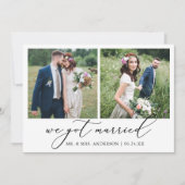 Moderne minimalistische kalligrafie 2 foto's bruil aankondiging (Voorkant)