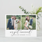 Moderne minimalistische kalligrafie 2 foto's bruil aankondiging (Staand voorkant)