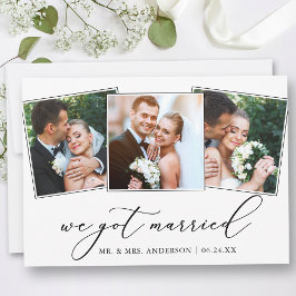 Moderne minimalistische kalligrafie 3 Foto's bruil Aankondiging