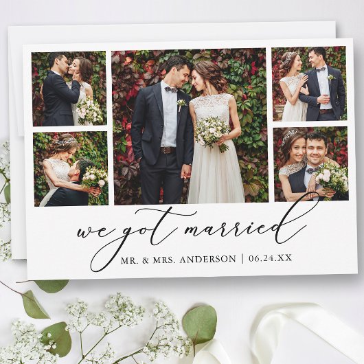 Moderne Minimalistische Kalligrafie 5 foto's Trouw Aankondiging