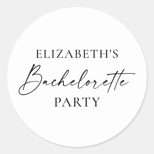 Moderne Minimalistische Kalligrafie Afscheidsfeest Ronde Sticker (Voorkant)