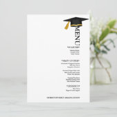 Moderne minimalistische kalligrafie afstudeerfeest menu (Staand voorkant)