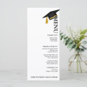 Moderne minimalistische kalligrafie afstudeerfeest menu (Staand voorkant)