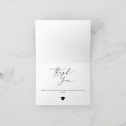 Moderne minimalistische kalligrafie Afstuderen Bedankkaart (Binnen)