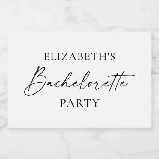 Moderne minimalistische kalligrafie Bachelorette M Sparkling Wijnetiket (Enkel label)