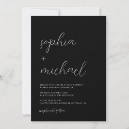 Moderne minimalistische kalligrafie Black Wedding Kaart