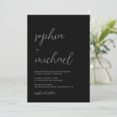 Moderne minimalistische kalligrafie Black Wedding Kaart (Staand voorkant)