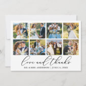 Moderne minimalistische kalligrafie bruiloft 8 fot bedankkaart (Voorkant)