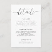 Moderne minimalistische kalligrafie bruiloft detai informatiekaartje (Voorkant)