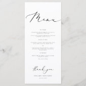 Moderne minimalistische kalligrafie bruiloft diner menu (Voorkant)