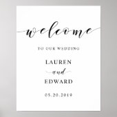 Moderne Minimalistische Kalligrafie Bruiloft Welko Poster (Voorkant)