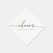 Moderne minimalistische kalligrafie "Cheers' Weddi Servet (Hoek)