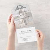 Moderne minimalistische kalligrafie crest monogram all in one uitnodiging (Afscheurbaar)