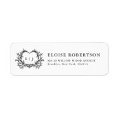 Moderne Minimalistische Kalligrafie Crest Monogram Etiket (Voorkant)
