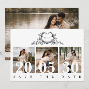 Moderne minimalistische kalligrafie crest monogram save the date