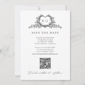 Moderne Minimalistische Kalligrafie Crest Monogram Save The Date (Achterkant)