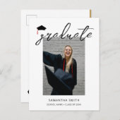 Moderne minimalistische kalligrafie Eén foto-Afstu Uitnodiging Briefkaart (Voorkant / Achterkant)