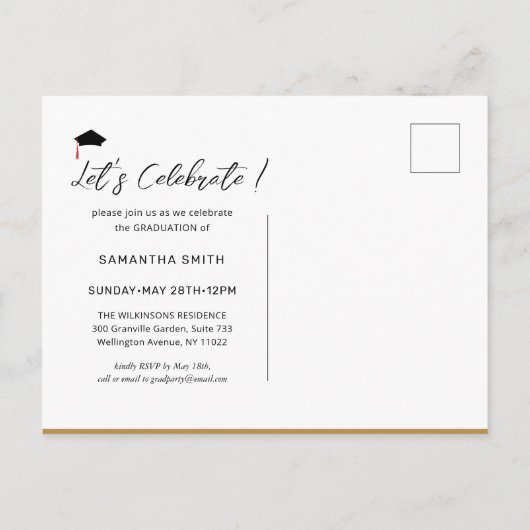 Moderne minimalistische kalligrafie Eén foto-Afstu Uitnodiging Briefkaart (Achterkant)