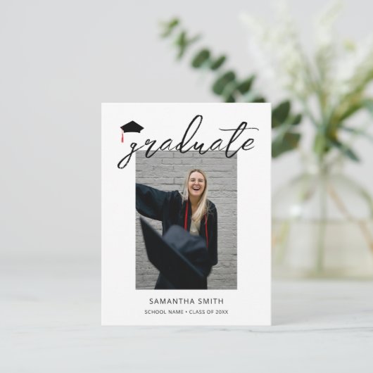 Moderne minimalistische kalligrafie Eén foto-Afstu Uitnodiging Briefkaart (Staand voorkant)