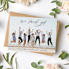 Moderne minimalistische kalligrafie Fotobruiloft Aankondiging
