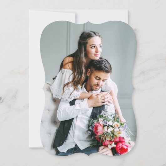 Moderne minimalistische kalligrafie Fotobruiloft Kaart (Achterkant)