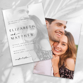 Moderne minimalistische kalligrafie Fotobruiloft Kaart