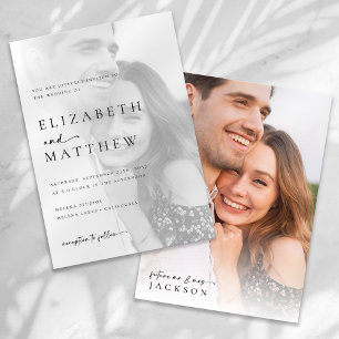 Moderne minimalistische kalligrafie Fotobruiloft Kaart