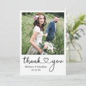 Moderne minimalistische kalligrafie Hart Photo Wed Bedankkaart (Staand voorkant)