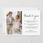 Moderne minimalistische kalligrafie Hartbruiloft Bedankkaart (Voorkant)