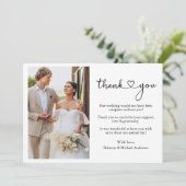 Moderne minimalistische kalligrafie Hartbruiloft Bedankkaart (Staand voorkant)