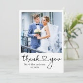 Moderne, minimalistische kalligrafie Heart Weddenf Bedankkaart (Staand voorkant)