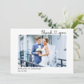 Moderne minimalistische kalligrafie Heart Wedding Bedankkaart (Staand voorkant)