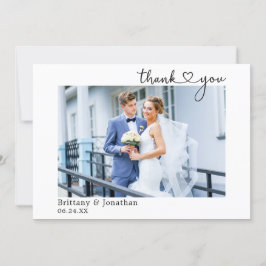 Moderne minimalistische kalligrafie Heart Wedding Bedankkaart