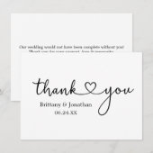 Moderne minimalistische kalligrafie Heart Wedding  Bedankkaart (Voorkant / Achterkant)